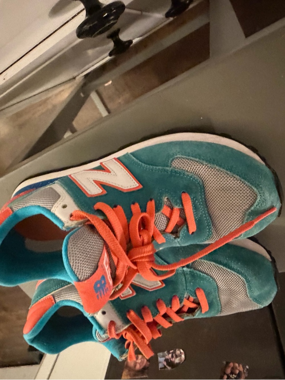 New Balance Kids Teal and Orange Athletic Sneakers